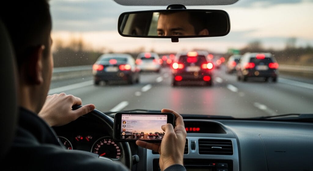 Driver phone distraction and speeding before a crash